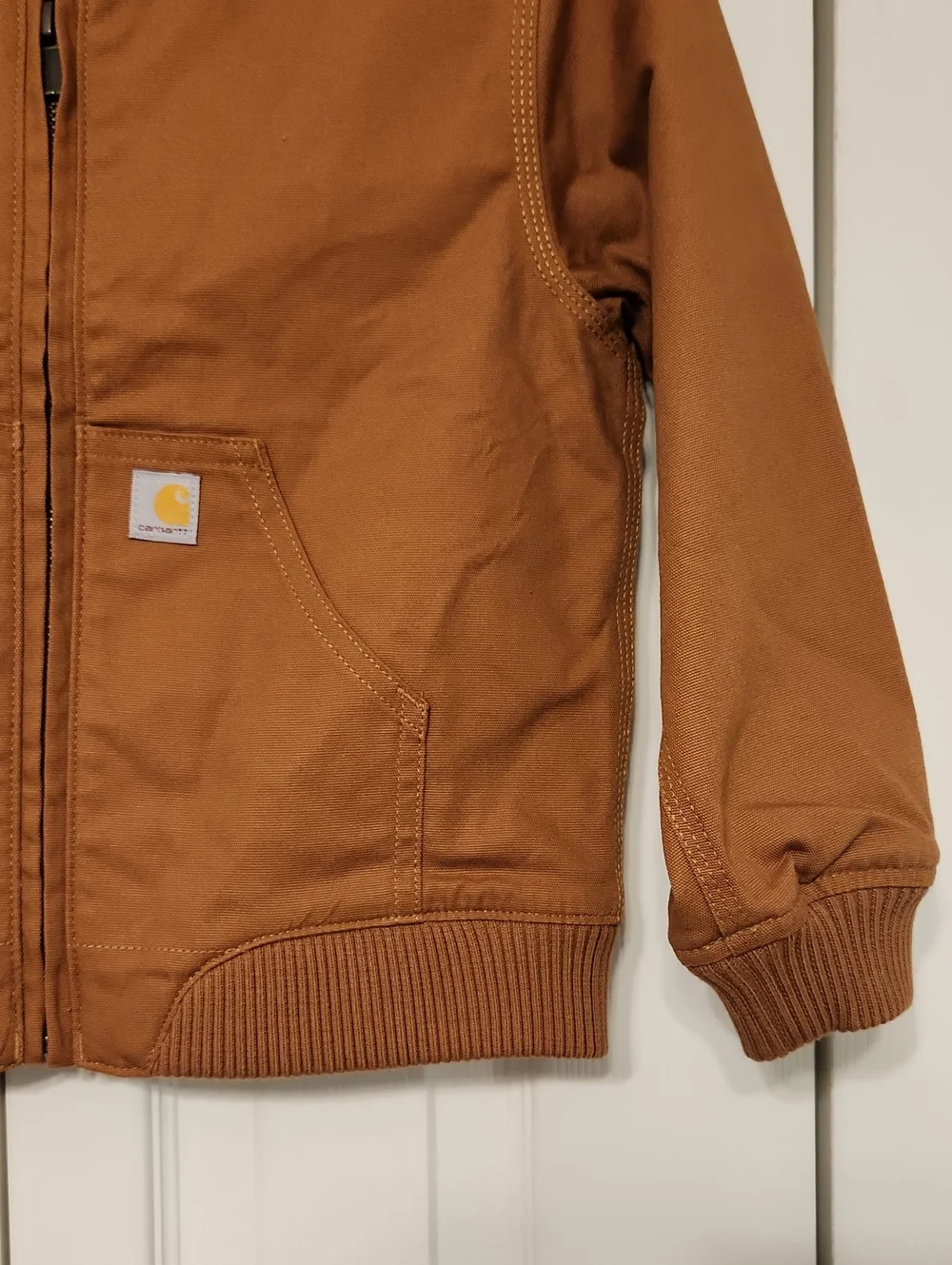 Carhartt Kids' Rugged Flex Brown Canvas Bomber Jacket
